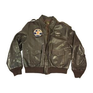 Vintage Protech Type A-2 Leather Flight Jacket Size 46 Patched CAF Cleveland